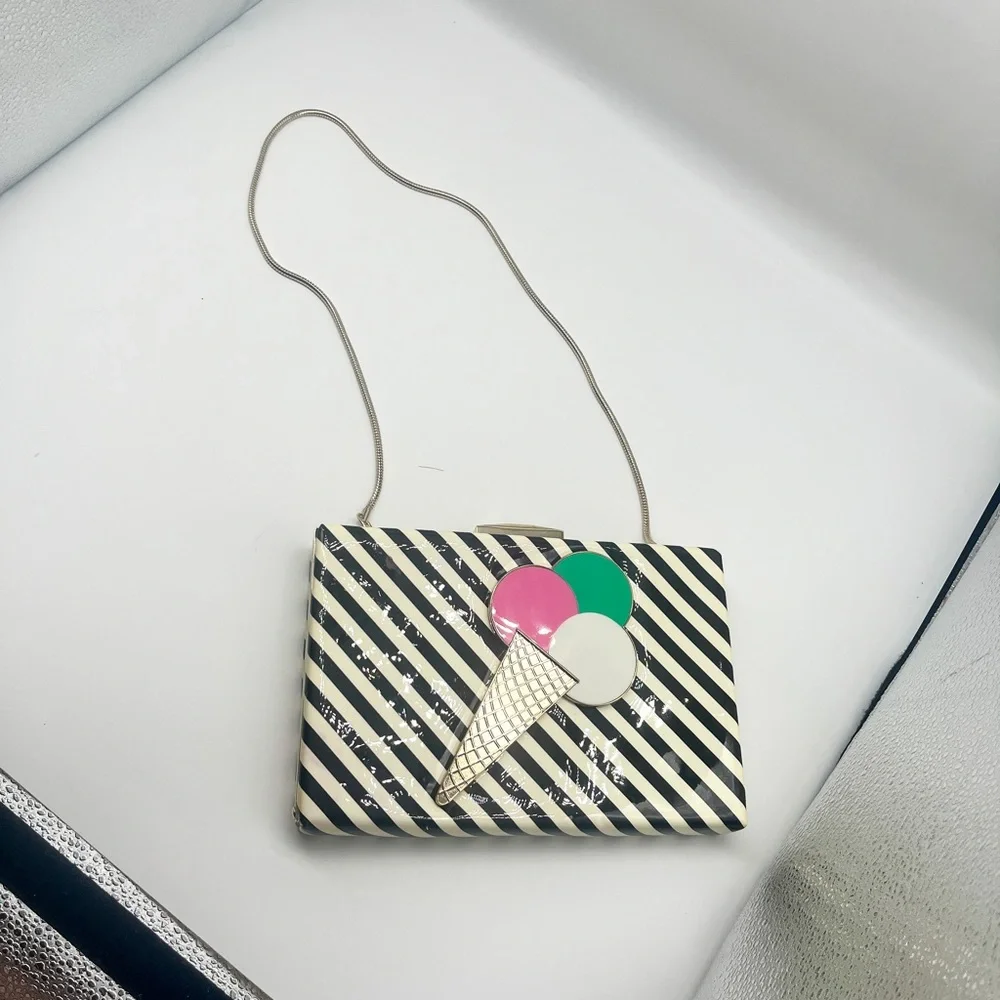 kate spade Ice Cream Cone Striped Black and White Crossbody - Picture 7 of 9